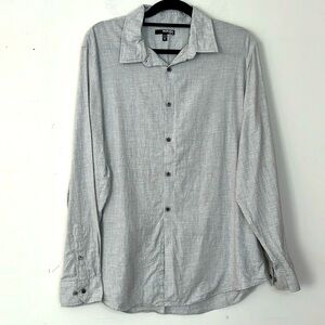 🌞 Murano slim fit gray & white gingham houndstooth button up shirt unisex XL